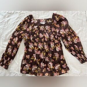 LC Lauren Conrad Floral Blouse - Brown and Pink